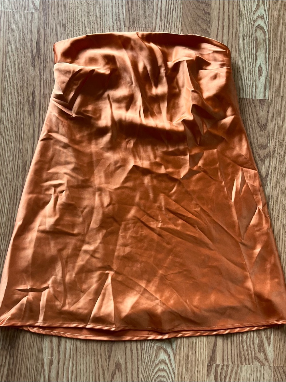 wild fable orange silky strapless mini dress